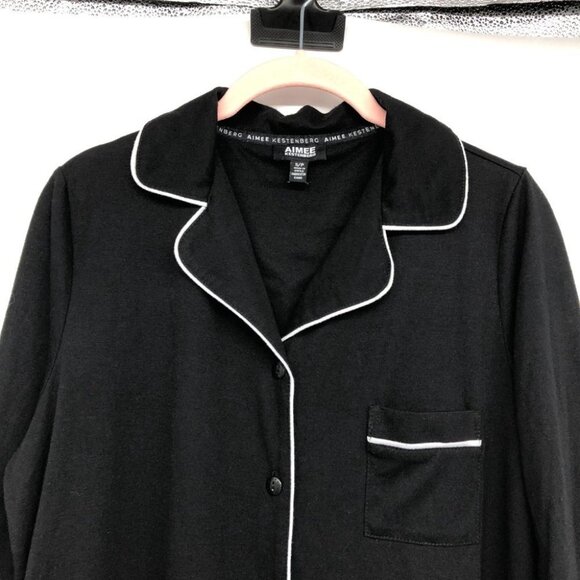 Aimee Kestenberg Black & White Letter Contrast Button Down Nightgown size S - Picture 5 of 16